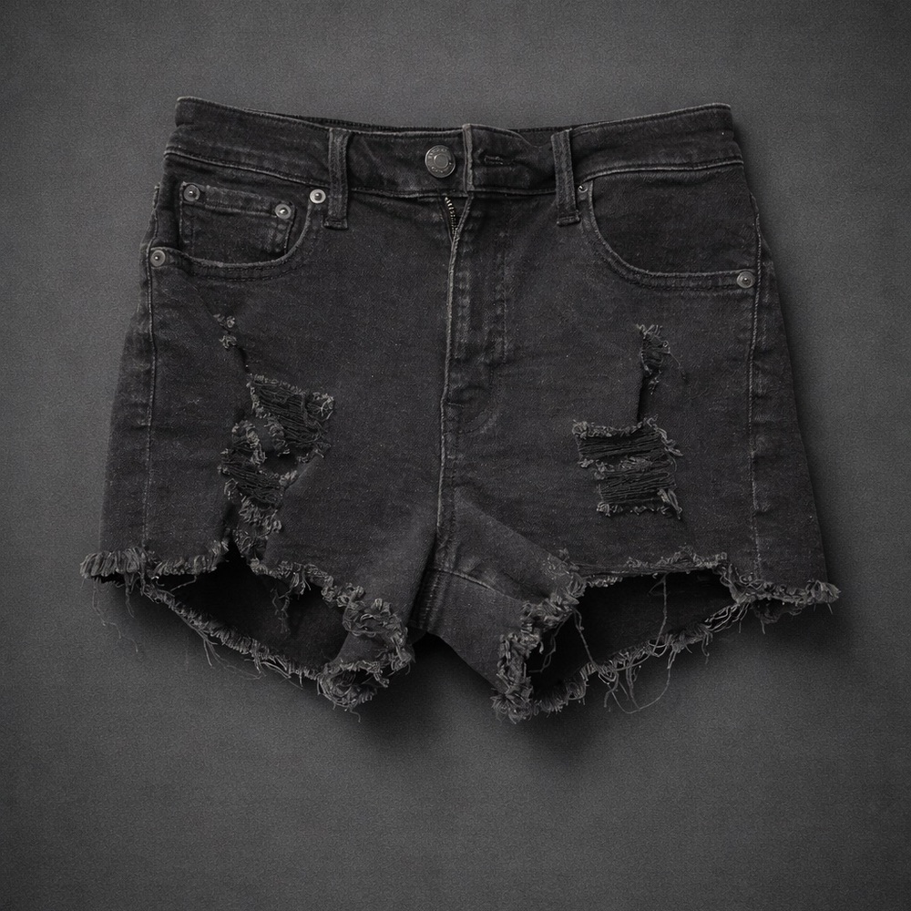 Aeropostale Charcoal Distressed Jean Shorts